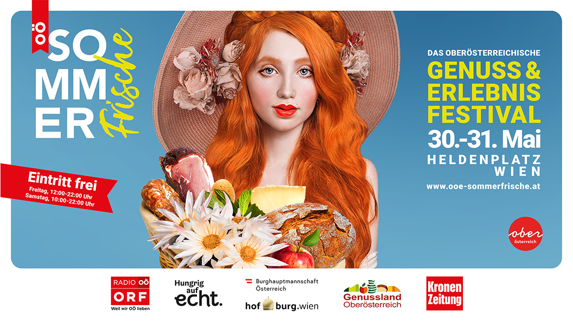 Sommerfrische Sujet Frau mit Korb und Lebensmitteln